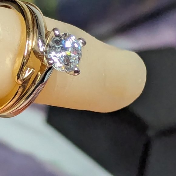 Engagment Vintage Ring Signed Uncas 8mm ZIRCONIA 18K HGE STERLING tarnish free - Picture 7 of 10